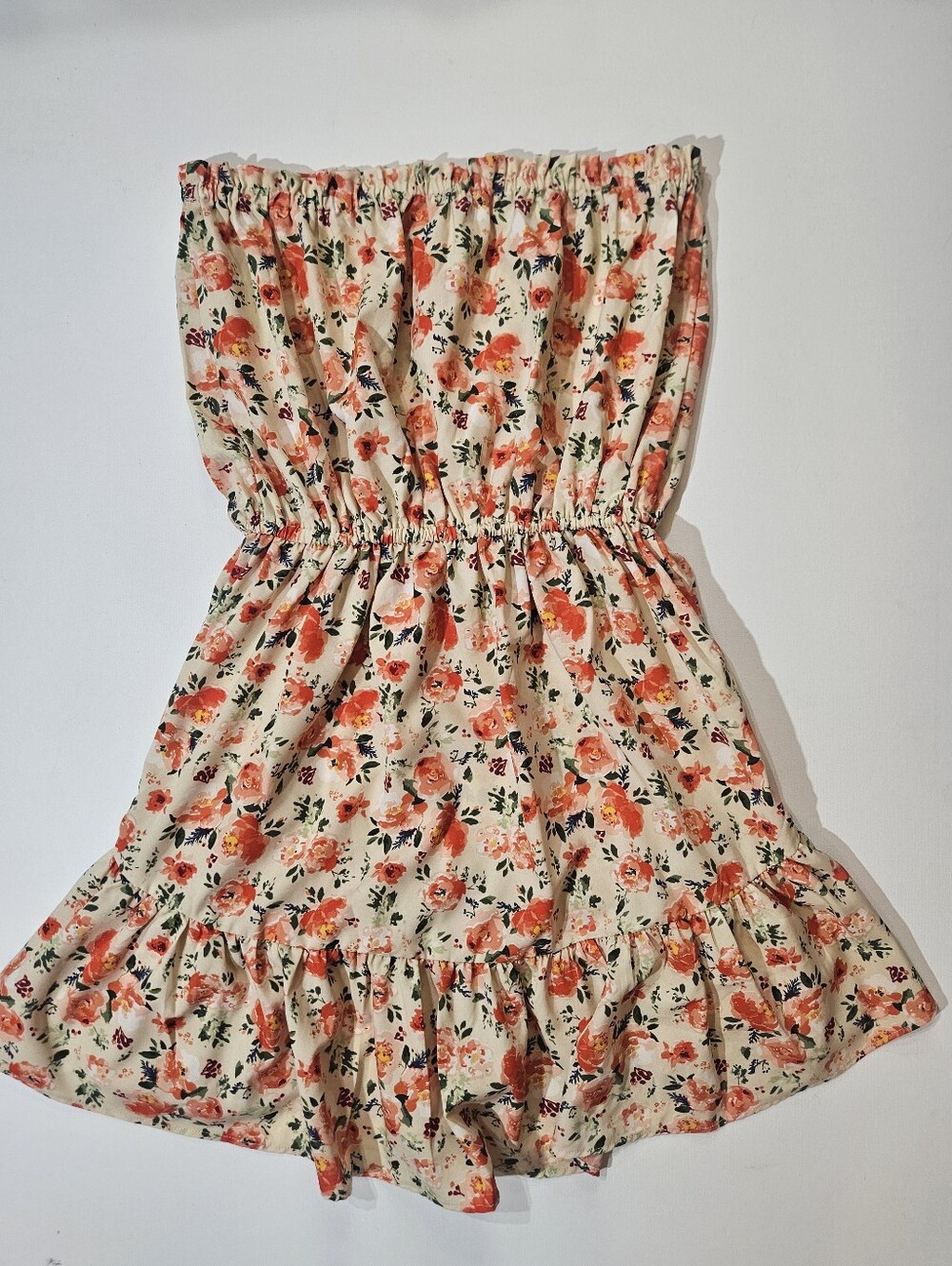 Umgee Mini Dress Womens Small Cream Orange Floral Swing Cottagecore